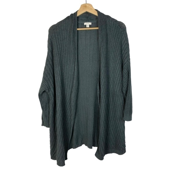 J. Jill Pure Jill Teal Blue Ribbed Drop Shoulder Cardigan Sweater M - Picture 1 of 3